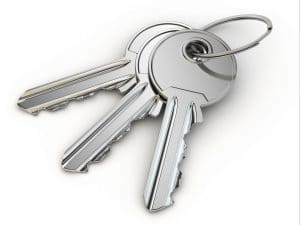 Bunch of keys on white isolated background.